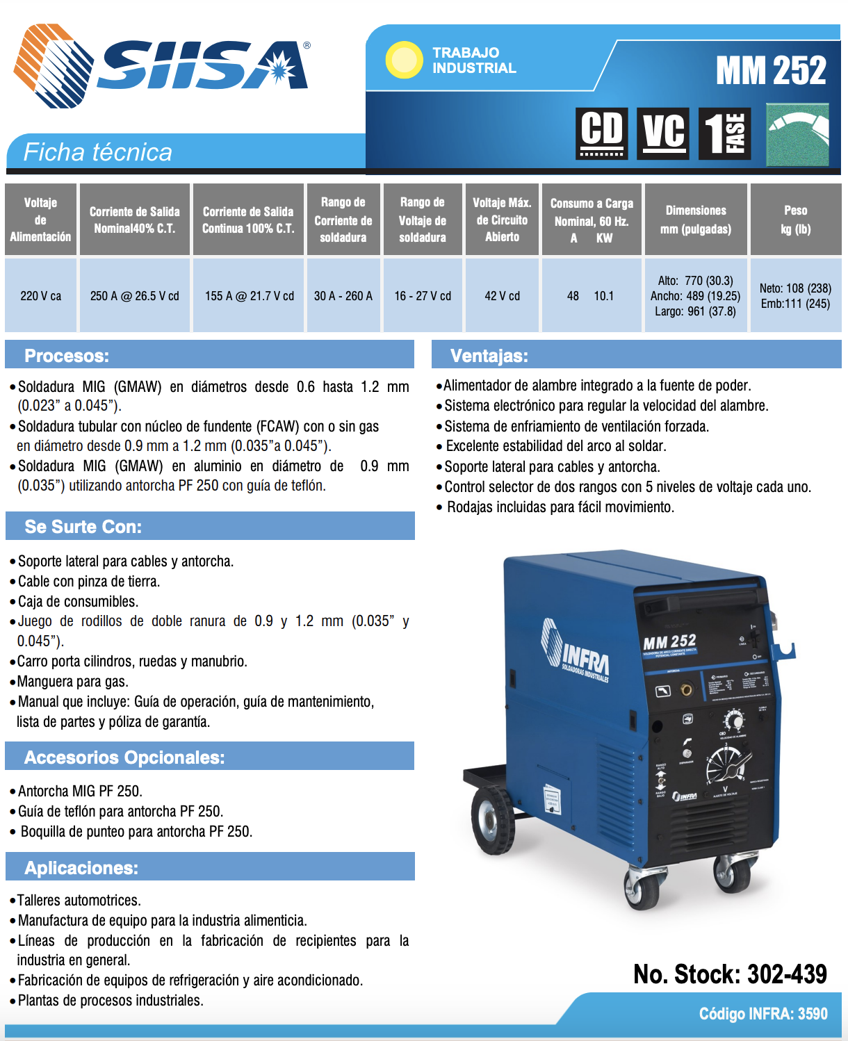 MM 252 SOLDADORA MONOFÁSICA DE 250 AMPS MM 252 INFRA – Soldectron